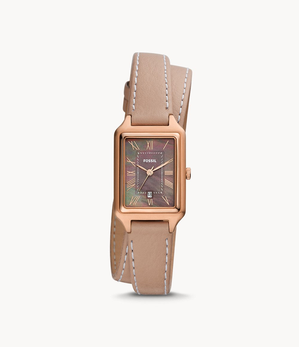 Women's Three-Hand Date Latte LiteHide™ Leather Watch