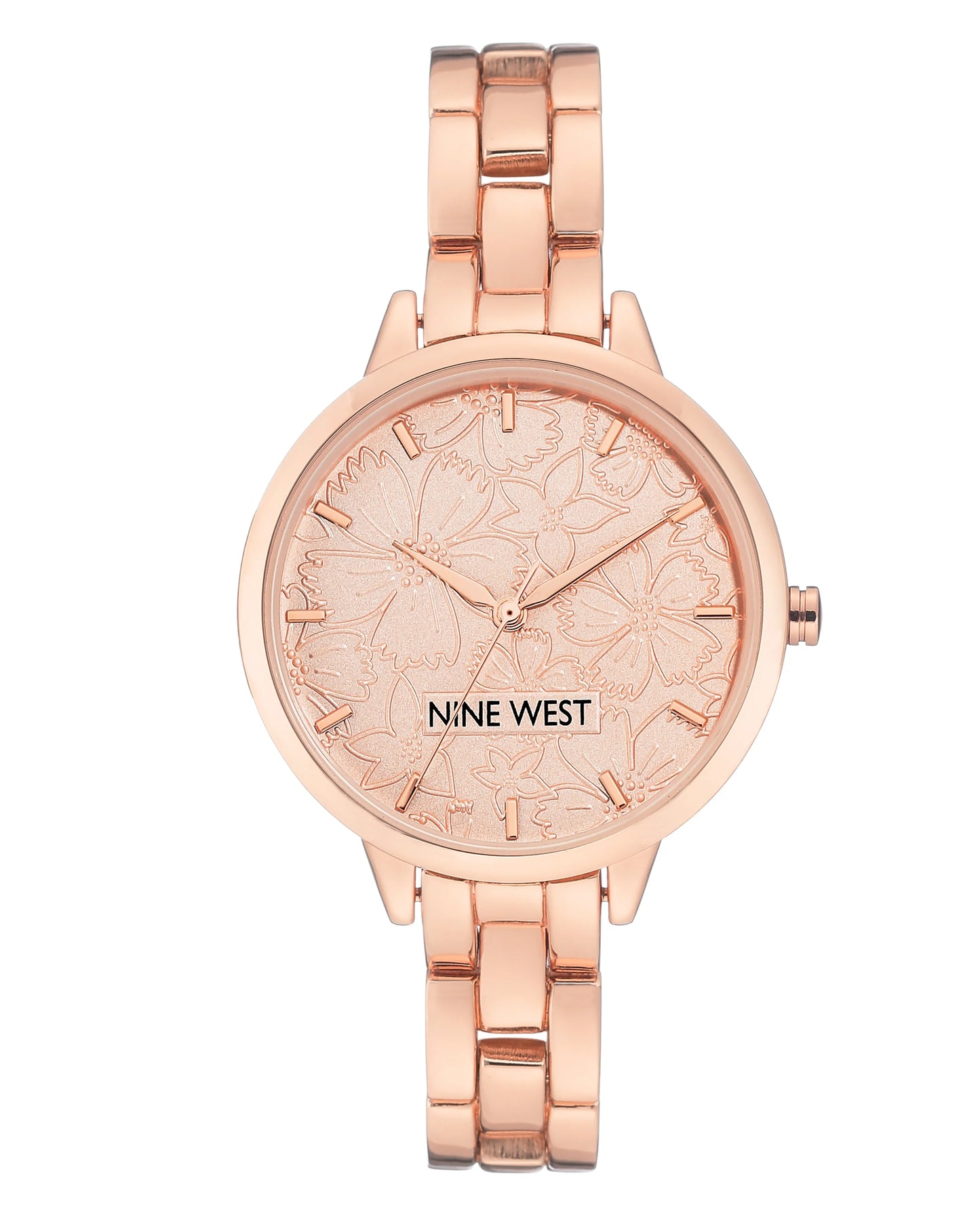 Floral Dial Bracelet Watch Rose Gold