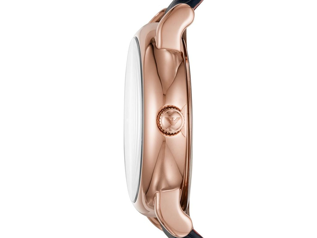 Men's Emporio Armani Rose Gold Round Leather Watch