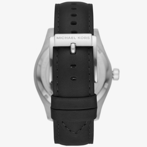 MICHAEL KORS SILVER-BLUE-BLACK LEATHER MEN'S WATCH