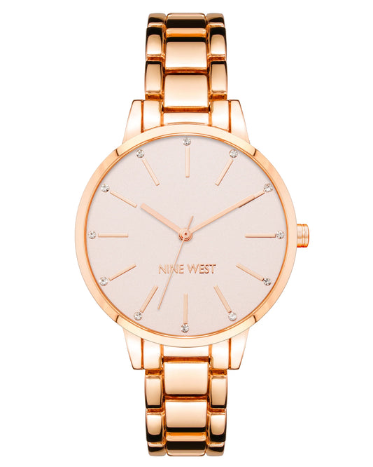 Crystal Accented Bracelet Watch Rose Gold