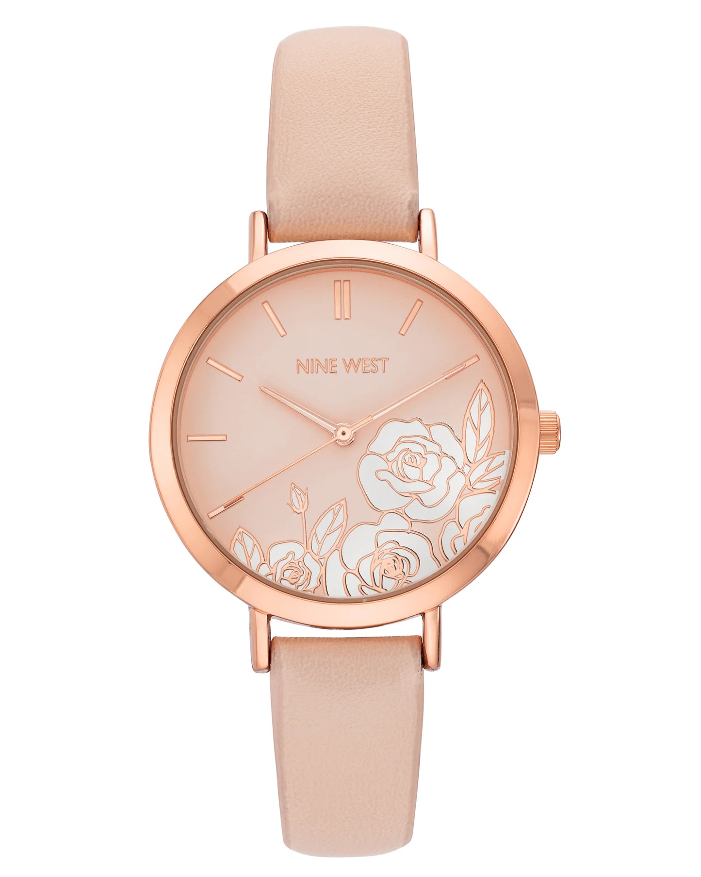 Floral Dial Smooth Strap Watch Pink